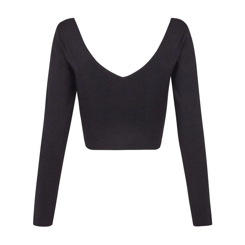 Cortana Kiiro zwarte zijden punt crop top Black Dames