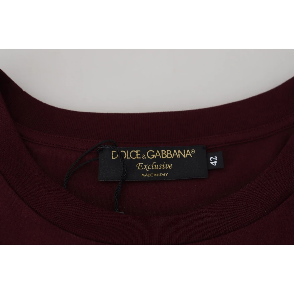 Dolce & Gabbana Maroon Bedrukt Kortemouwen Heren T-shirt Red Heren