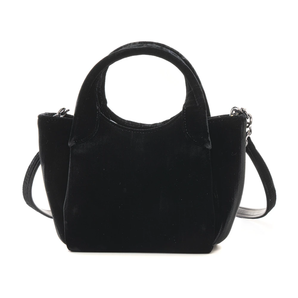 Emporio Armani Fluwelen schoudertas met dubbele handgrepen Black Dames