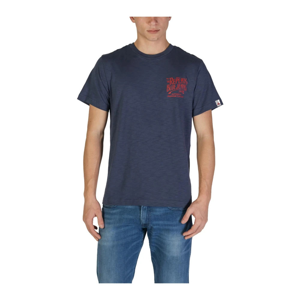 Replay Men's Blue Short Sleeve Crew Neck Tshirt - T-Shirts - S- Tops