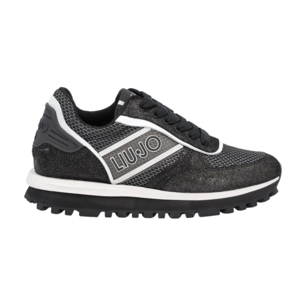 Liu Jo Wonder Up 3 Zwarte Leren Sneakers Dames Schoenen