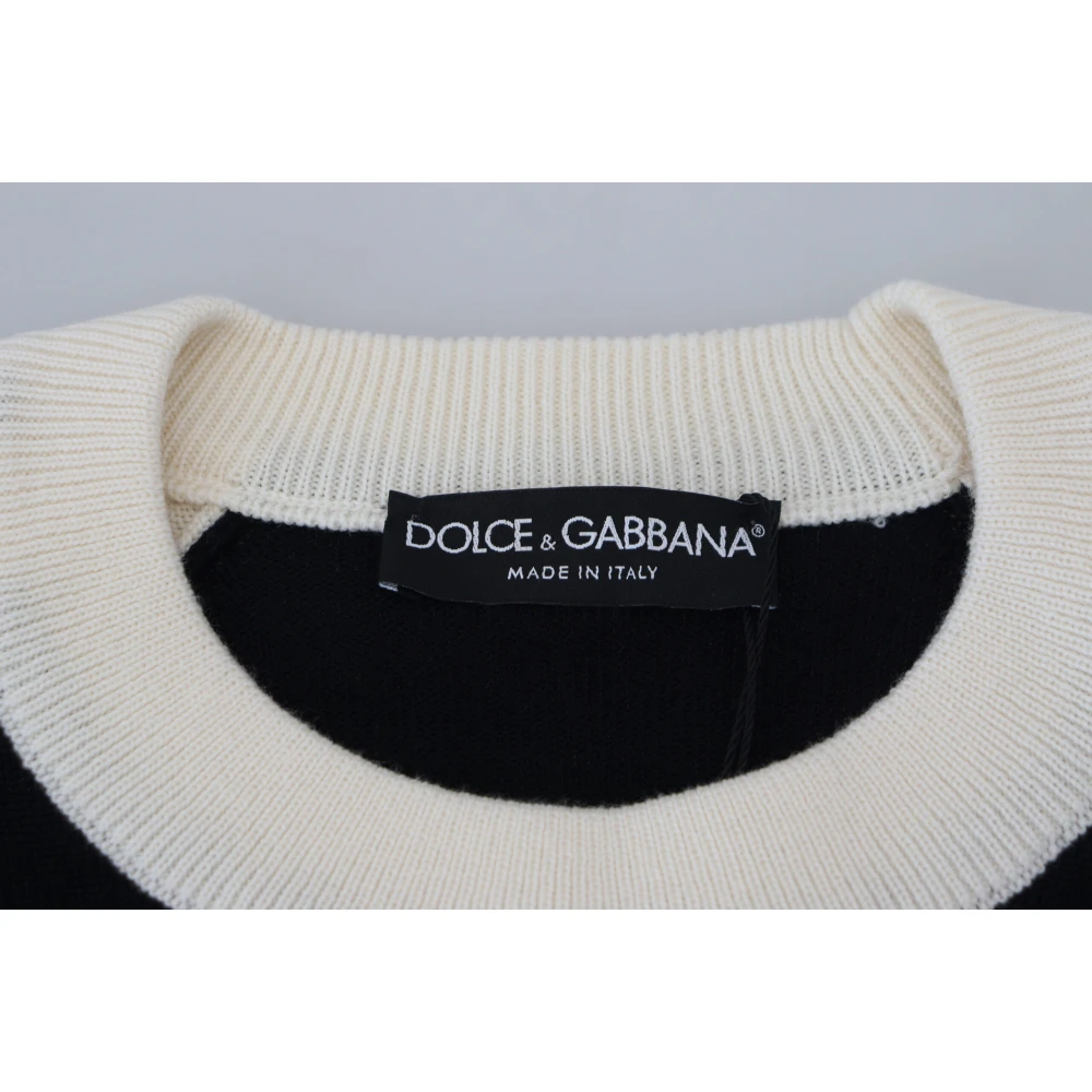 Dolce & Gabbana Multicolor Logo Sweater met Ronde Hals Black Heren