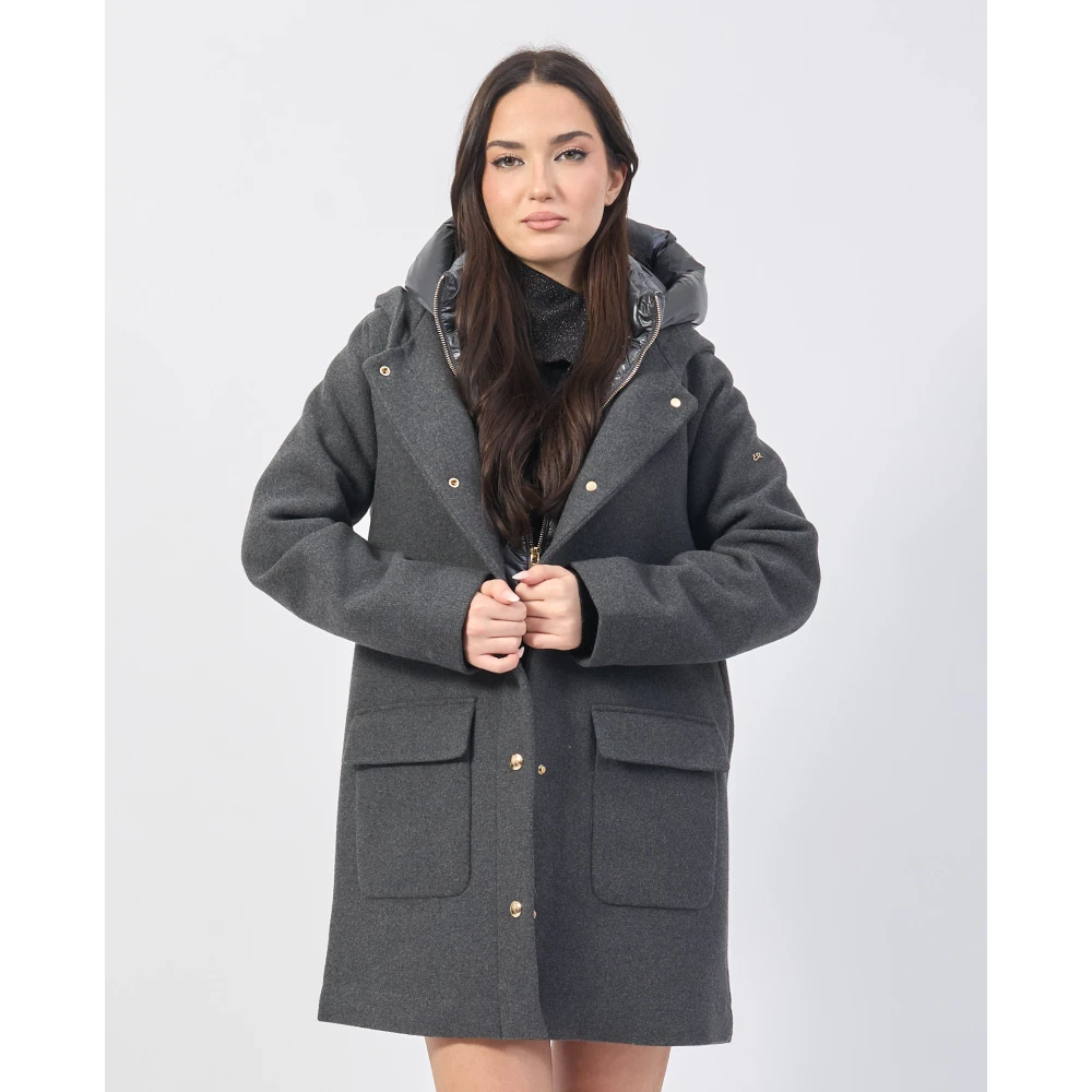 YES ZEE Antraciet gewatteerde jas met afneembaar gewatteerd vest Gray Dames