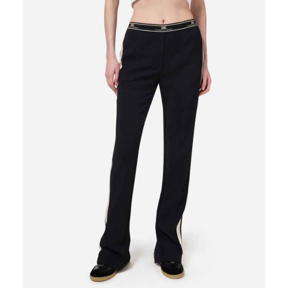 Elisabetta Franchi Zwarte rechte broek met splitten Black Dames
