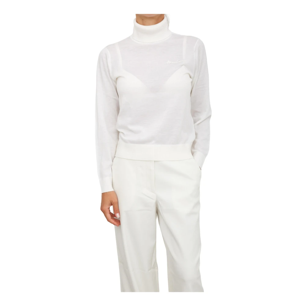 Armani Exchange Vrouw Wit Truien & Vesten Dames, M, Wol, Pullover Avorio