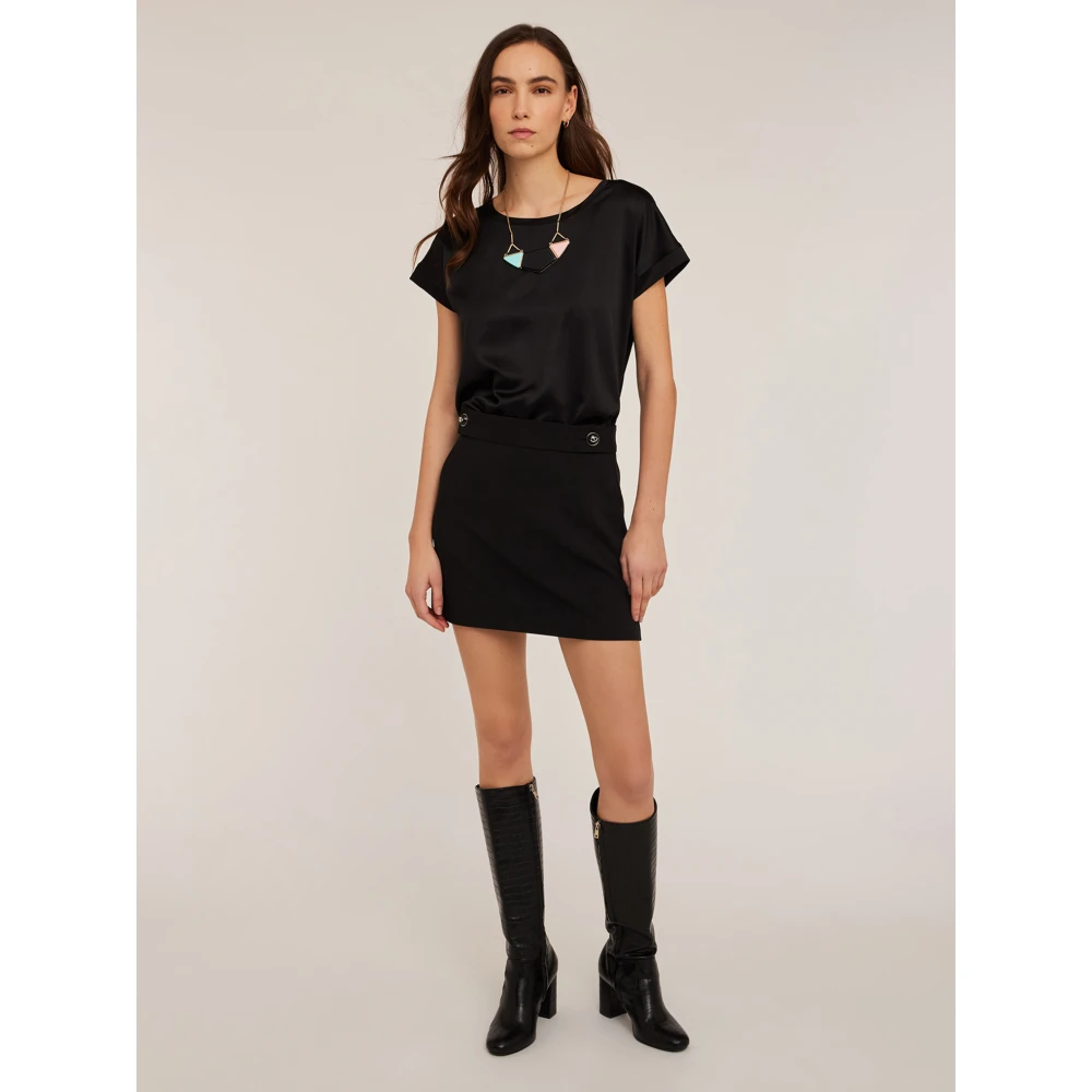 Motivi T-shirt gemaakt van twee verschillende materialen Black Dames