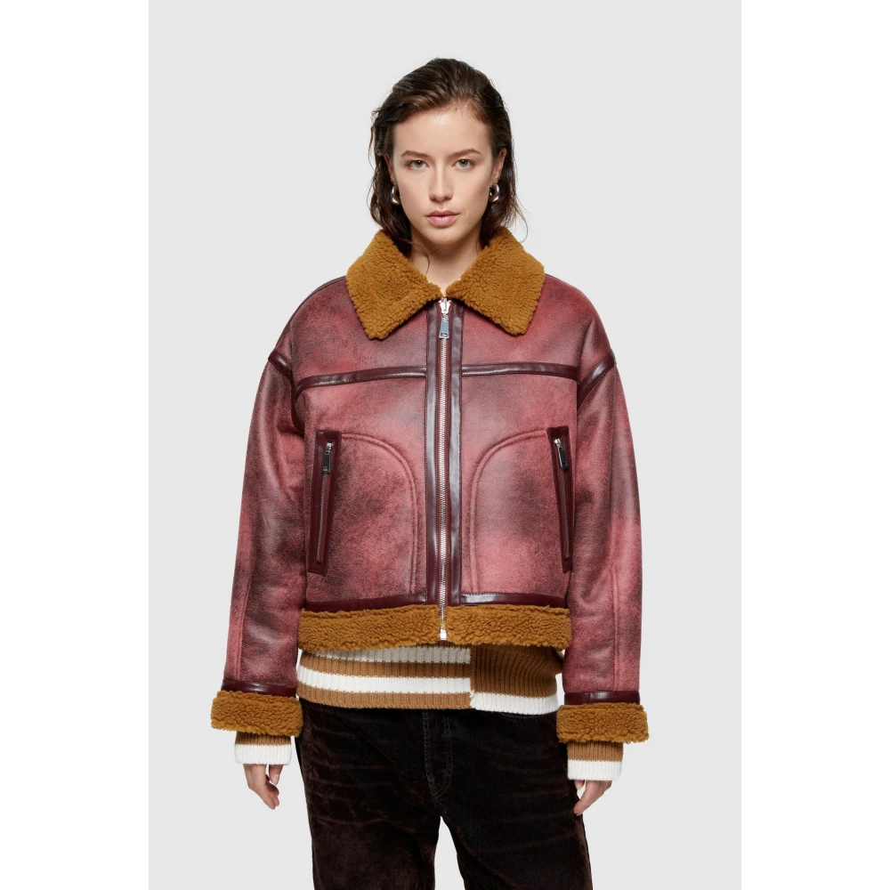 OOF Wear Omkeerbare schapenvachtjas recht gesneden Pink Dames