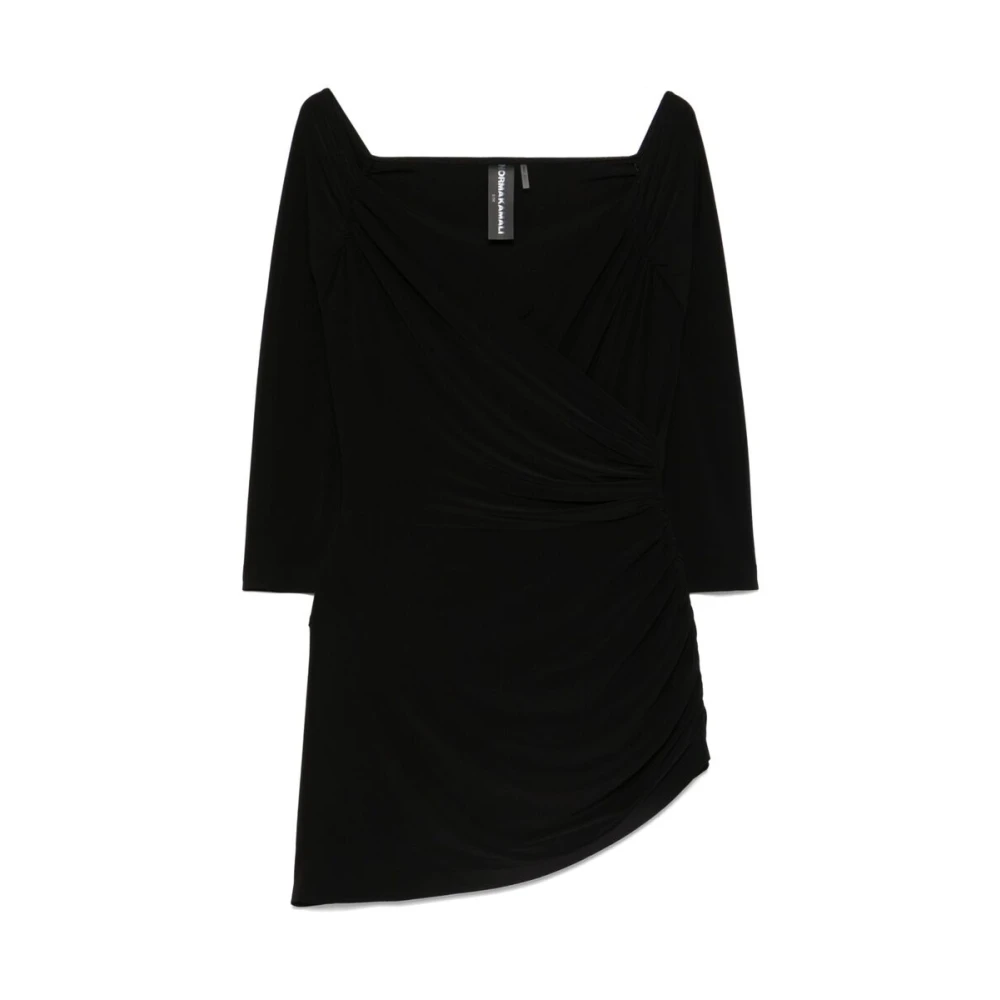 Norma Kamali Zwarte Gedrapeerde Off-Shoulder Jurk Black Dames