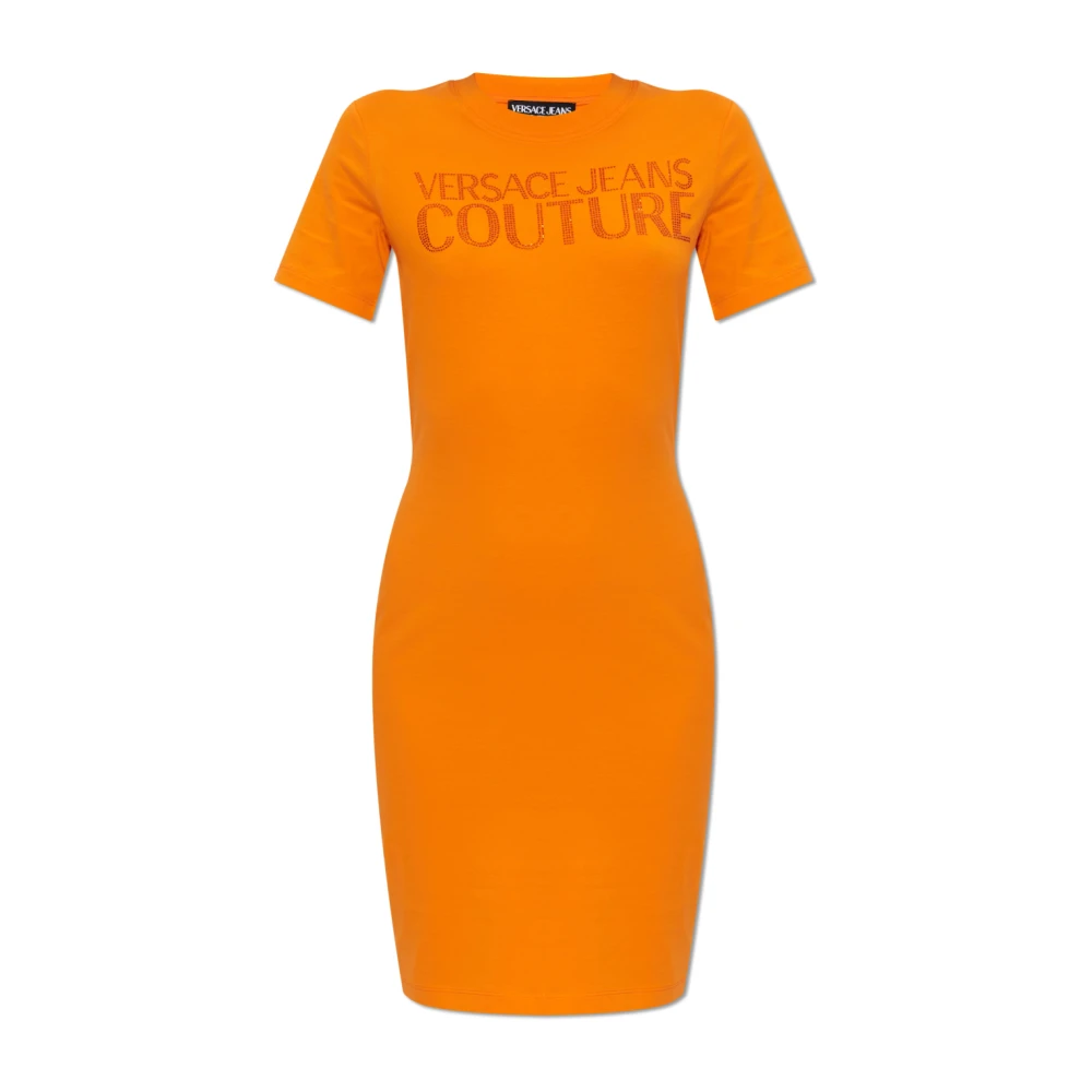 Versace Jeans Couture Jurk met glinsterende applicaties Orange Dames