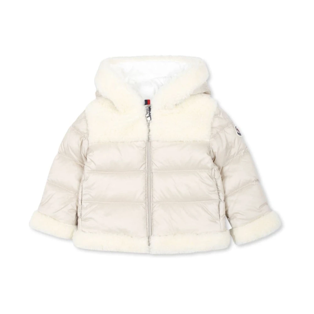 Moncler Barn Vit Jacka med Faux-Shearling Trim White, Flicka