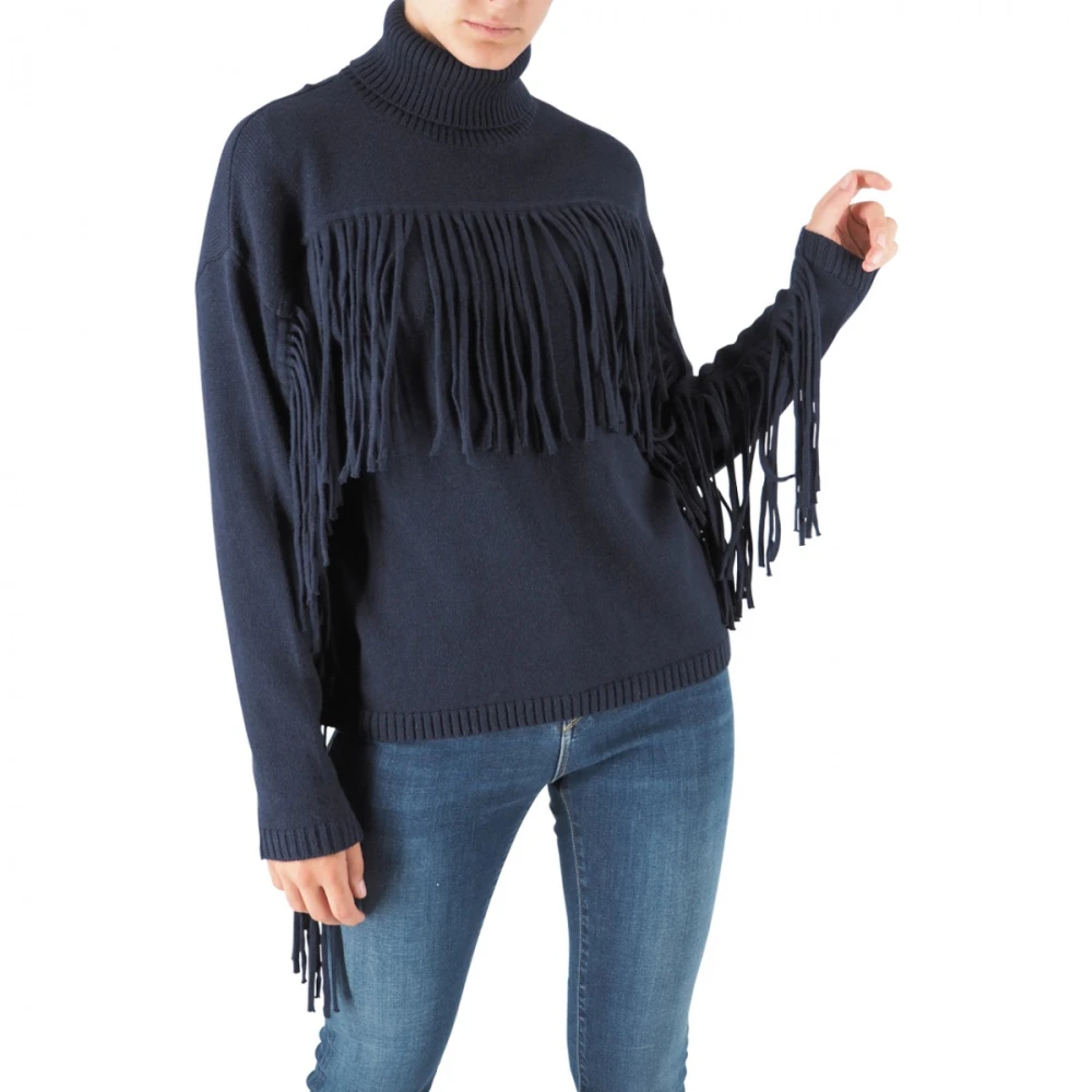 Replay Frynskantad Oversized Polokrage Blue, Dam