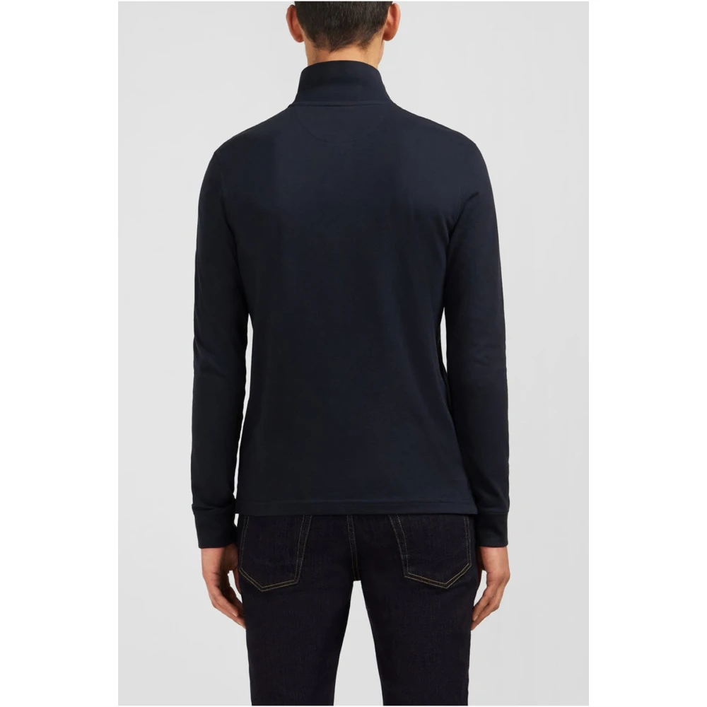 Eden Park Zwarte polo met lange mouwen Black Heren