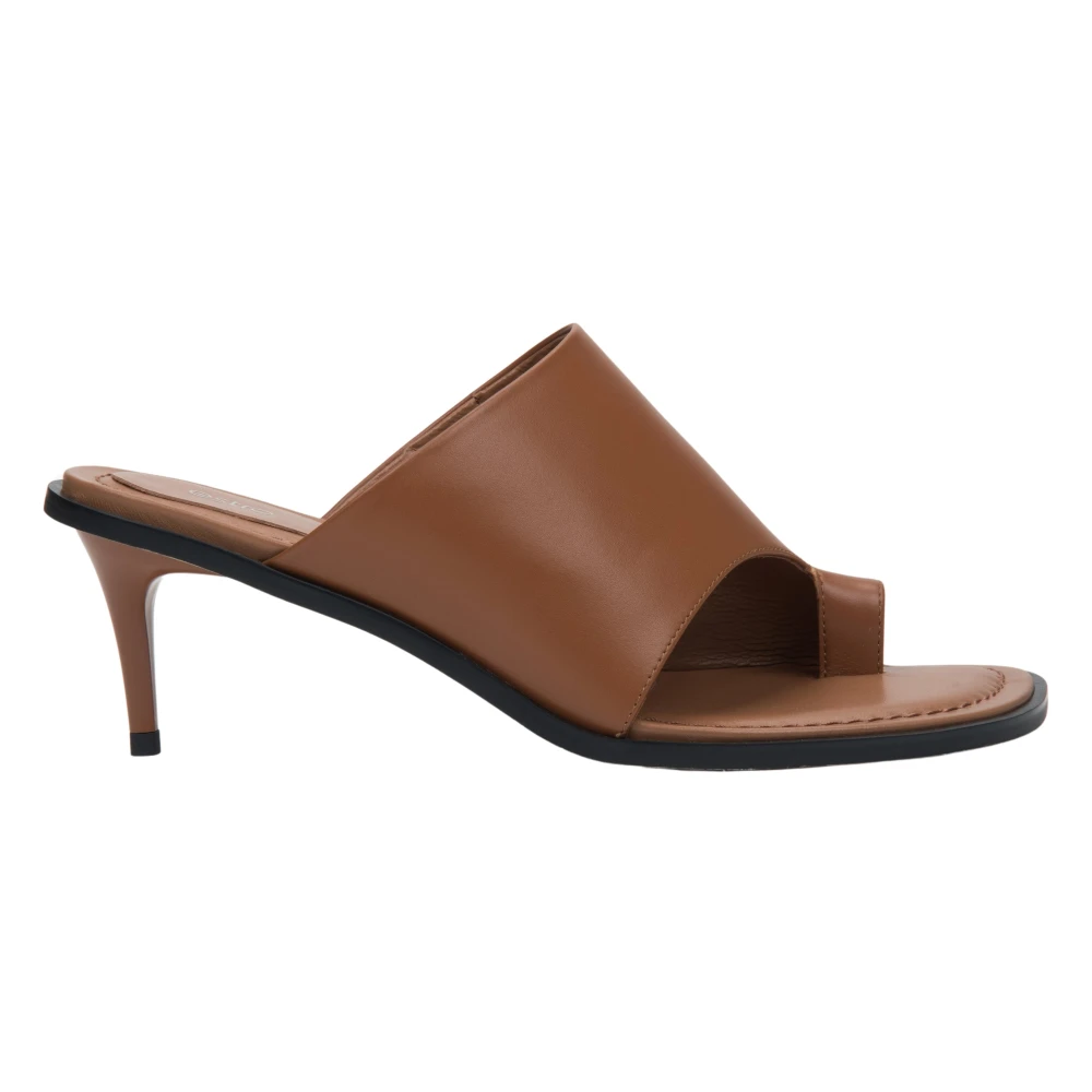 Estro Brown Heeled Mules, Female, 7 Uk, Stiletto Mules With Toe Ring