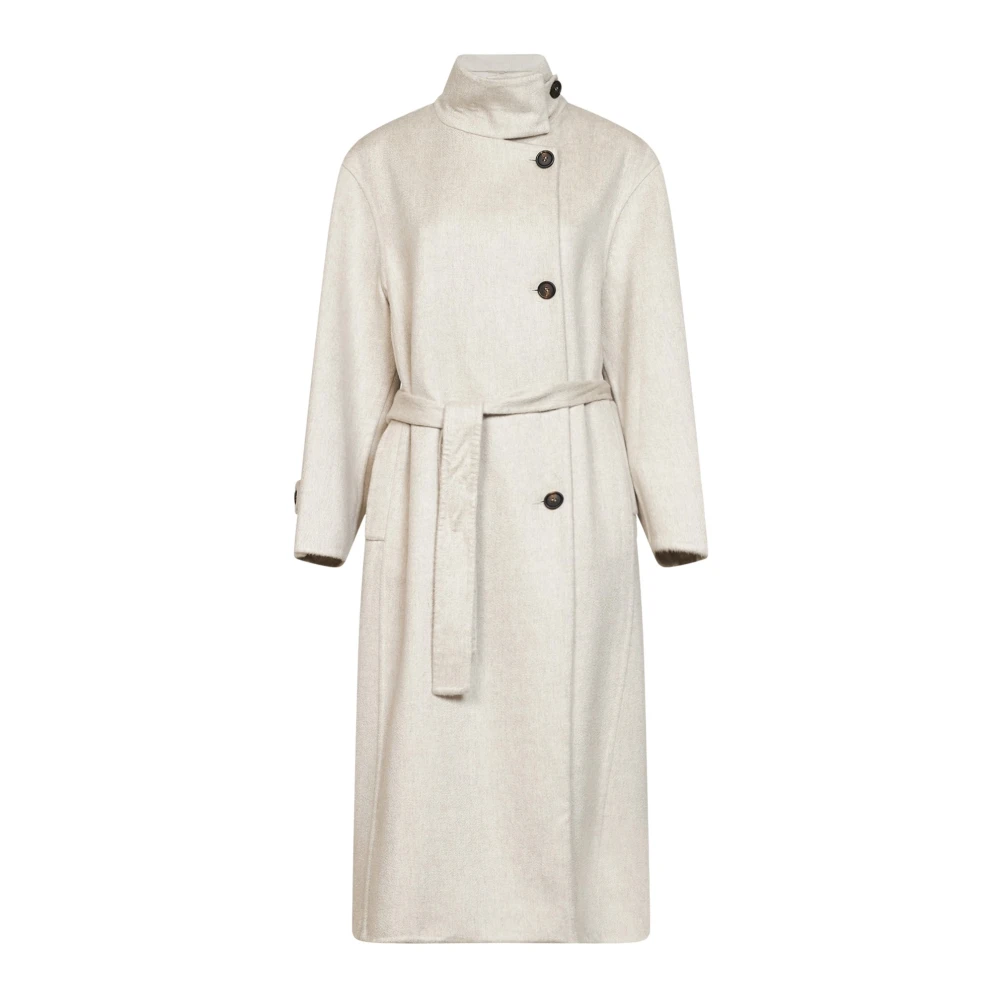 Brunello Cucinelli Belted Coat - Female - Belted Coats - Beige - Xs - Coats