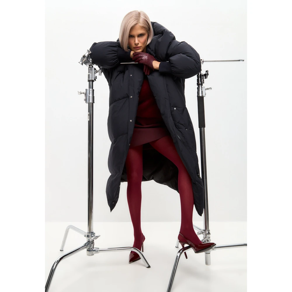 Cesare Gaspari Oversized Hood Quilted Puffer Coat Blueberries Blue Dames
