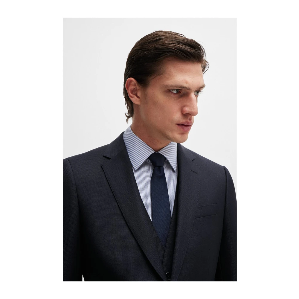 Hugo Boss Slim Fit Wollen Pak met 2 Knopen Blue Heren