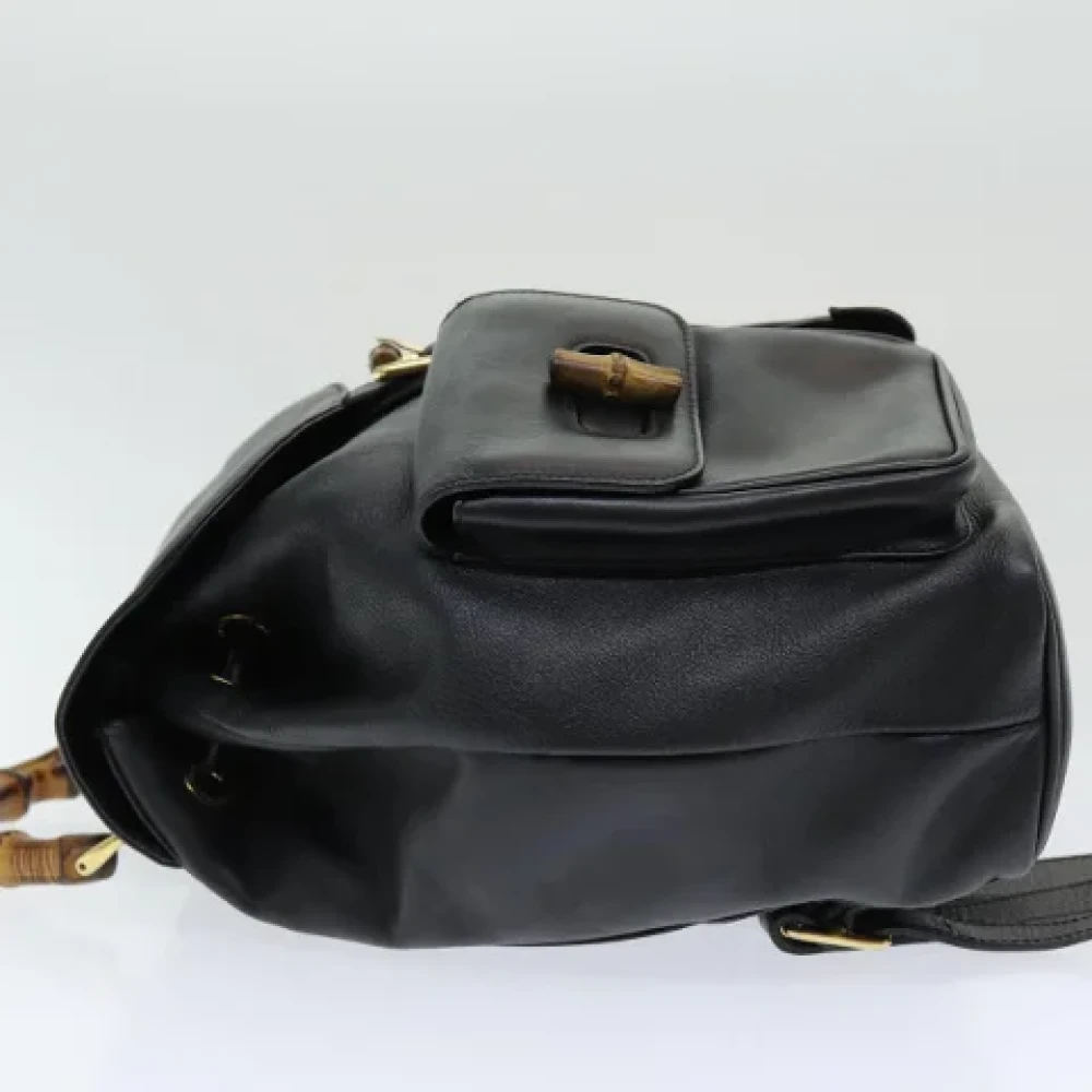 Gucci Vintage Pre-owned Leather backpacks Black Dames