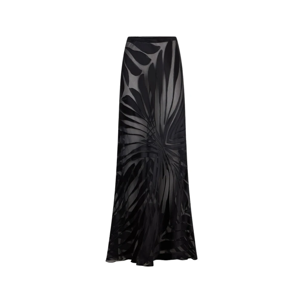 Roberto Cavalli Black Maxi Skirts, Female, M, Skirt With Ray Devoré Print