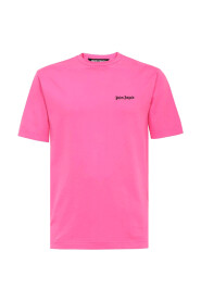 Różowy T-shirt z okrągłym dekoltem, Wyprodukowany we Włoszech