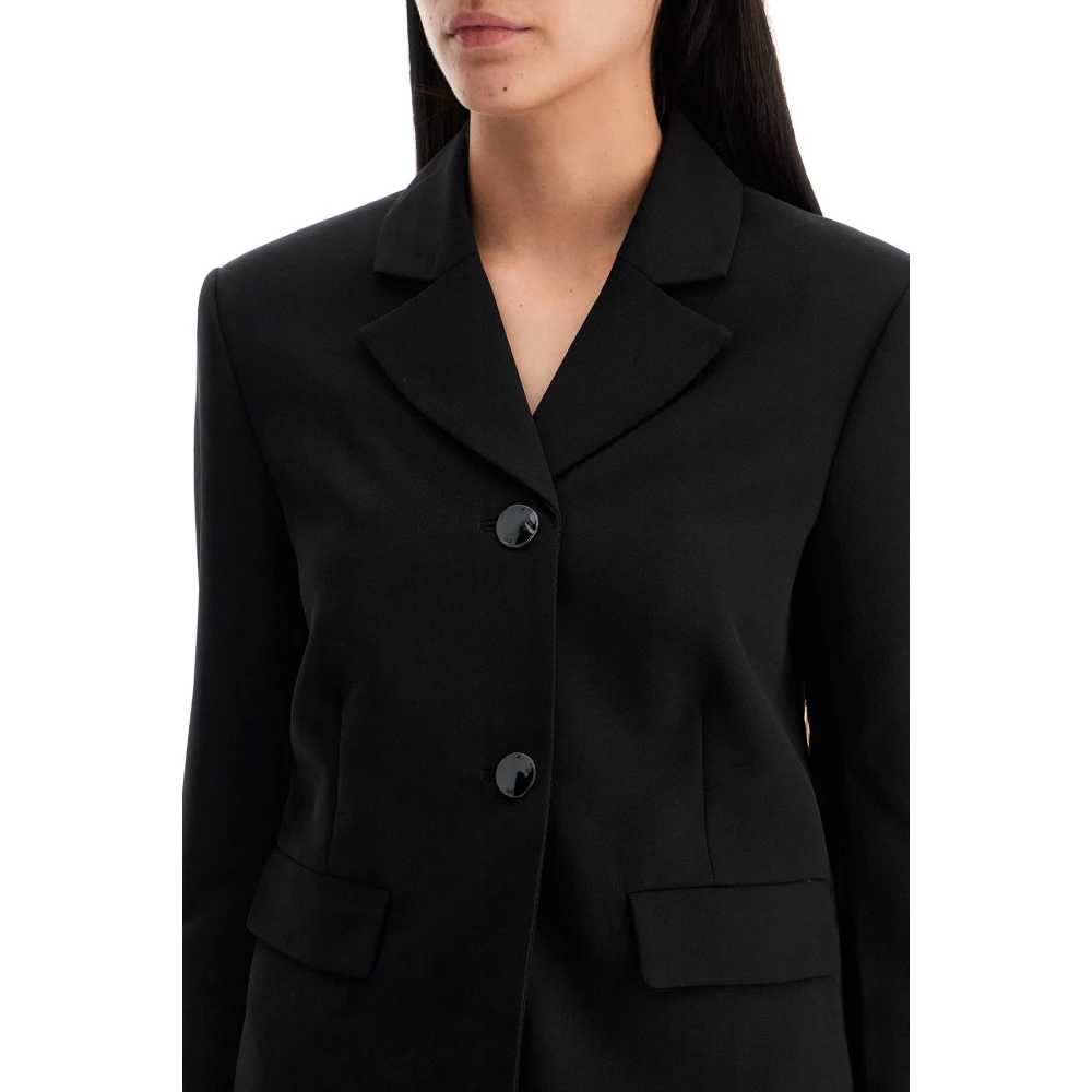 Ganni Slanke Silhouet Twill Blazer Black Dames