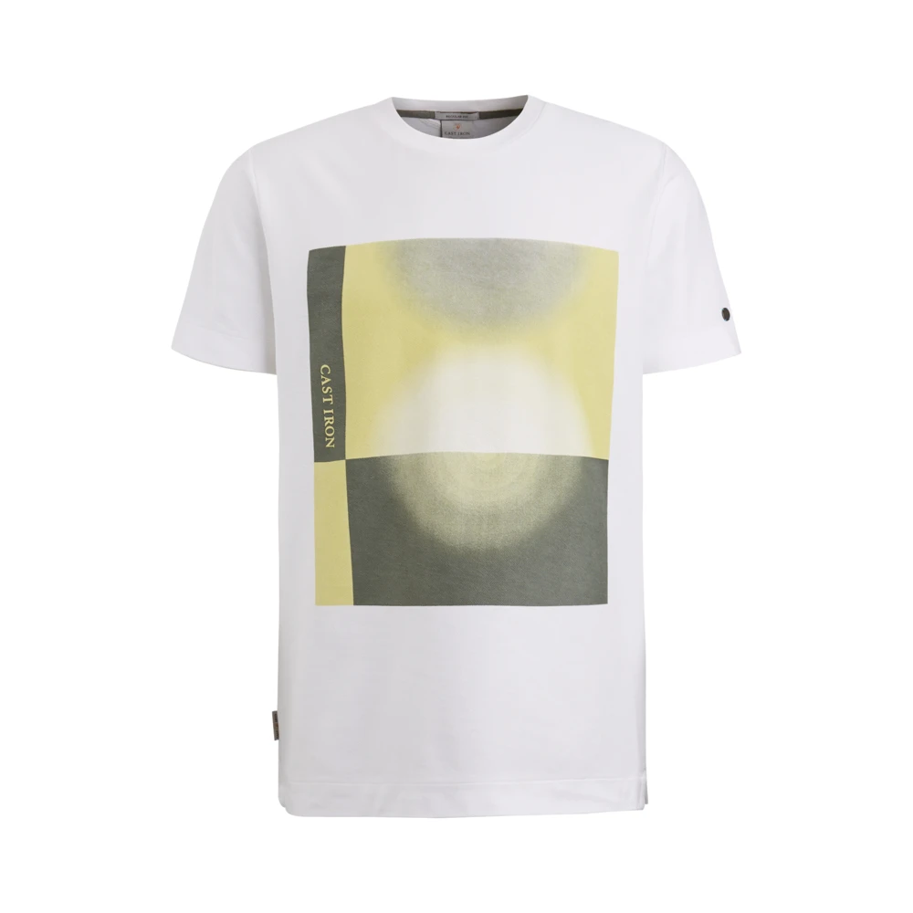 Cast Iron Abstract Grafisch T-shirt Regular Fit White Heren