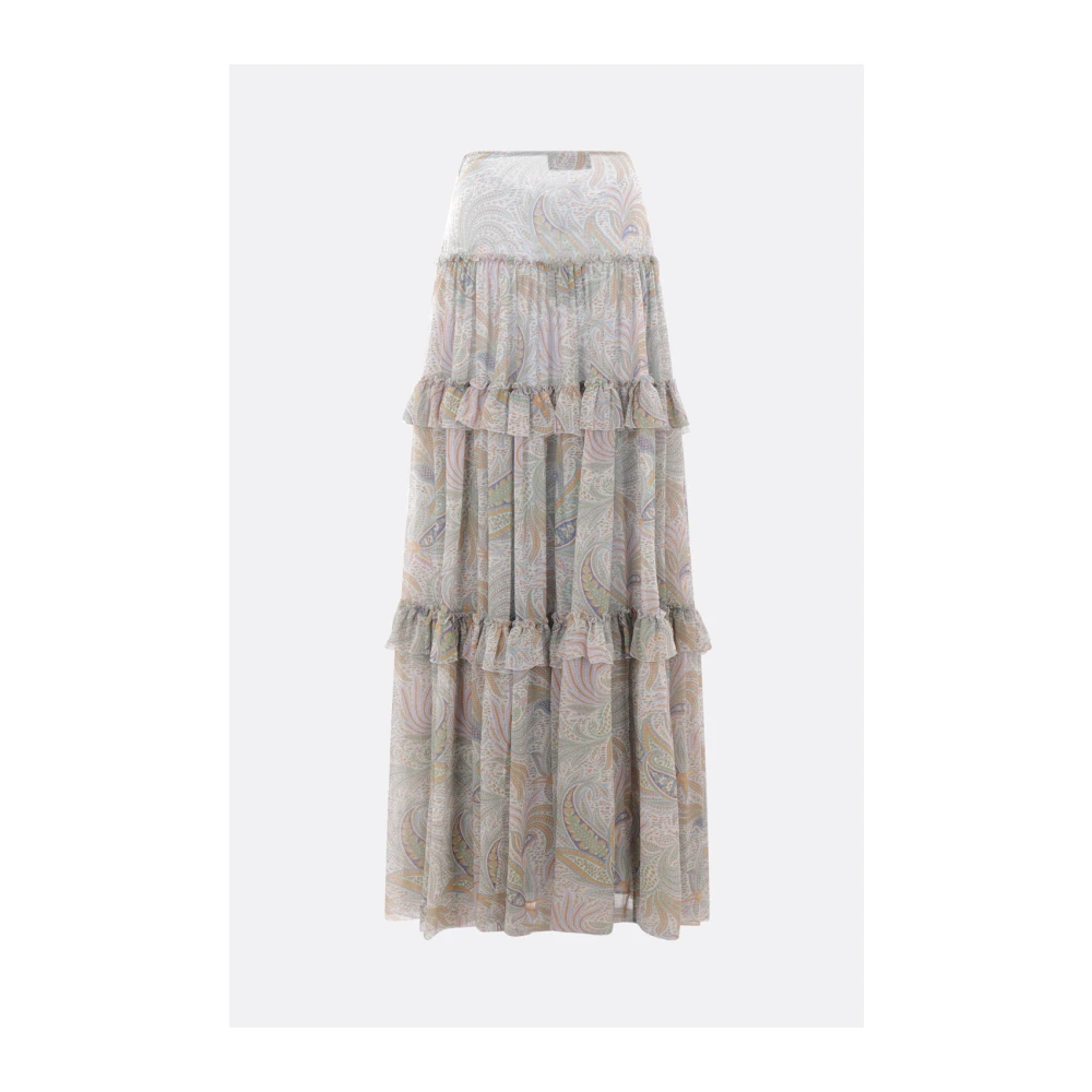 ETRO Multikleur Paisley Georgette Lange Rok Multicolor Dames