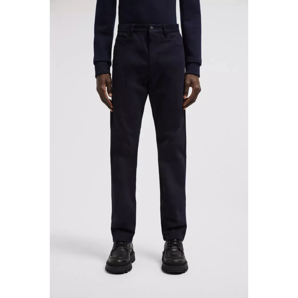 Moncler Navy Katoenen Broek Elegante Stijl Blue Heren