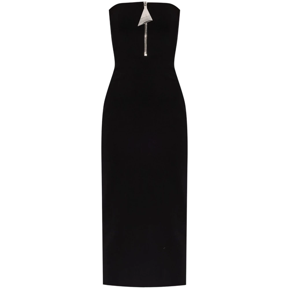 The Attico Zwarte Strapless Midi Jurk Black Dames