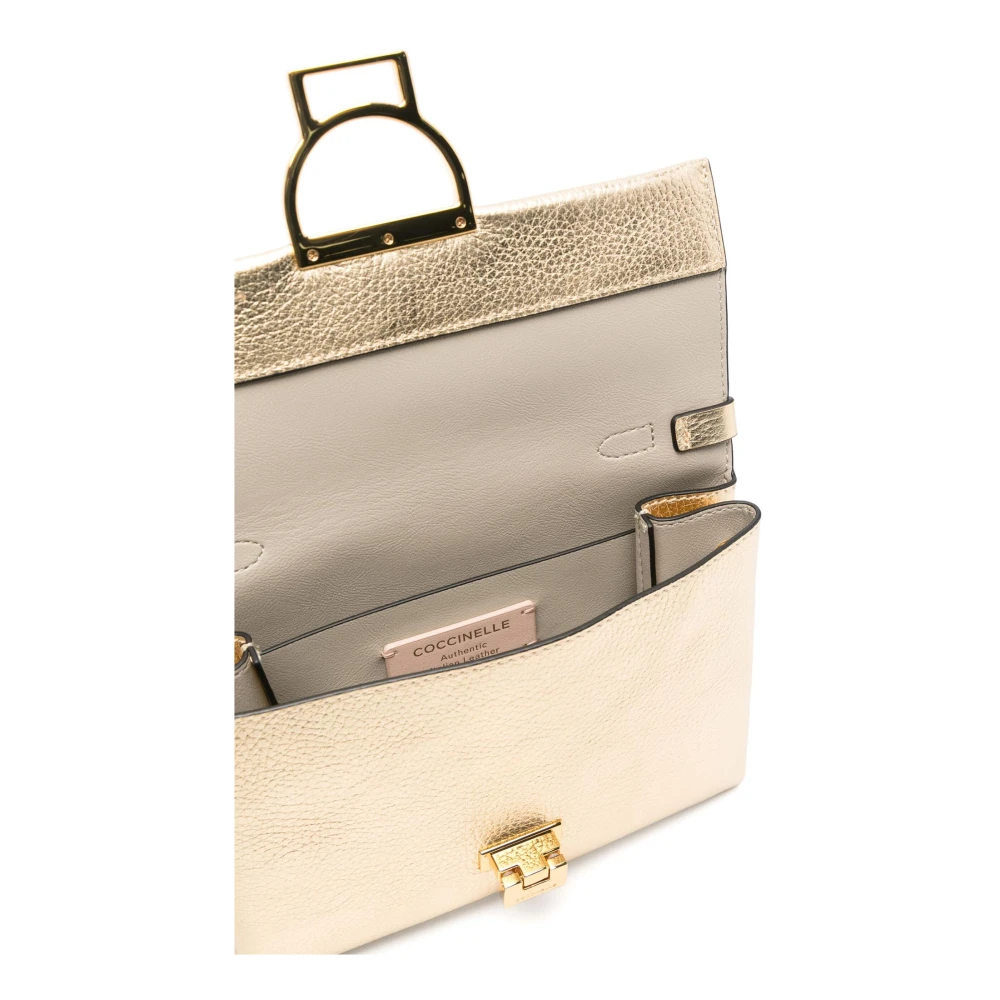 Coccinelle Omkeerbare leren tas met gouden details Yellow Dames