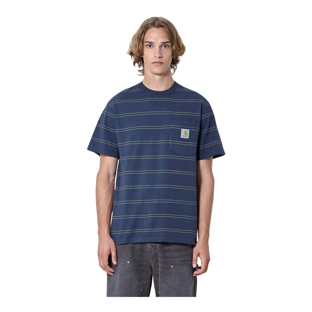 Carhartt Wip Blue T-Shirts, Male, 2XL, Bert Pocket T-Shirt