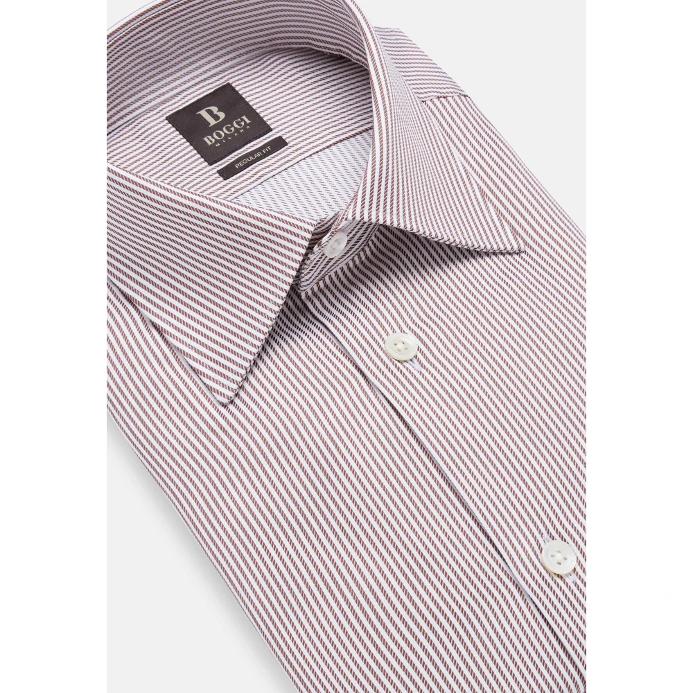 Boggi Milano Regular Fit gestreept overhemd van katoen Brown Heren