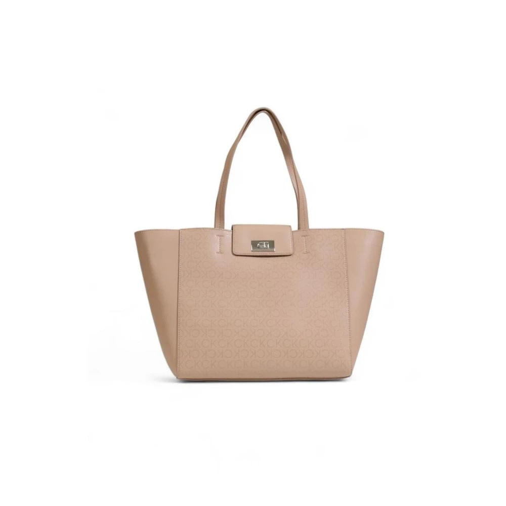 Calvin Klein Medium Shopper Tas Herfst Winter Collectie Beige Dames