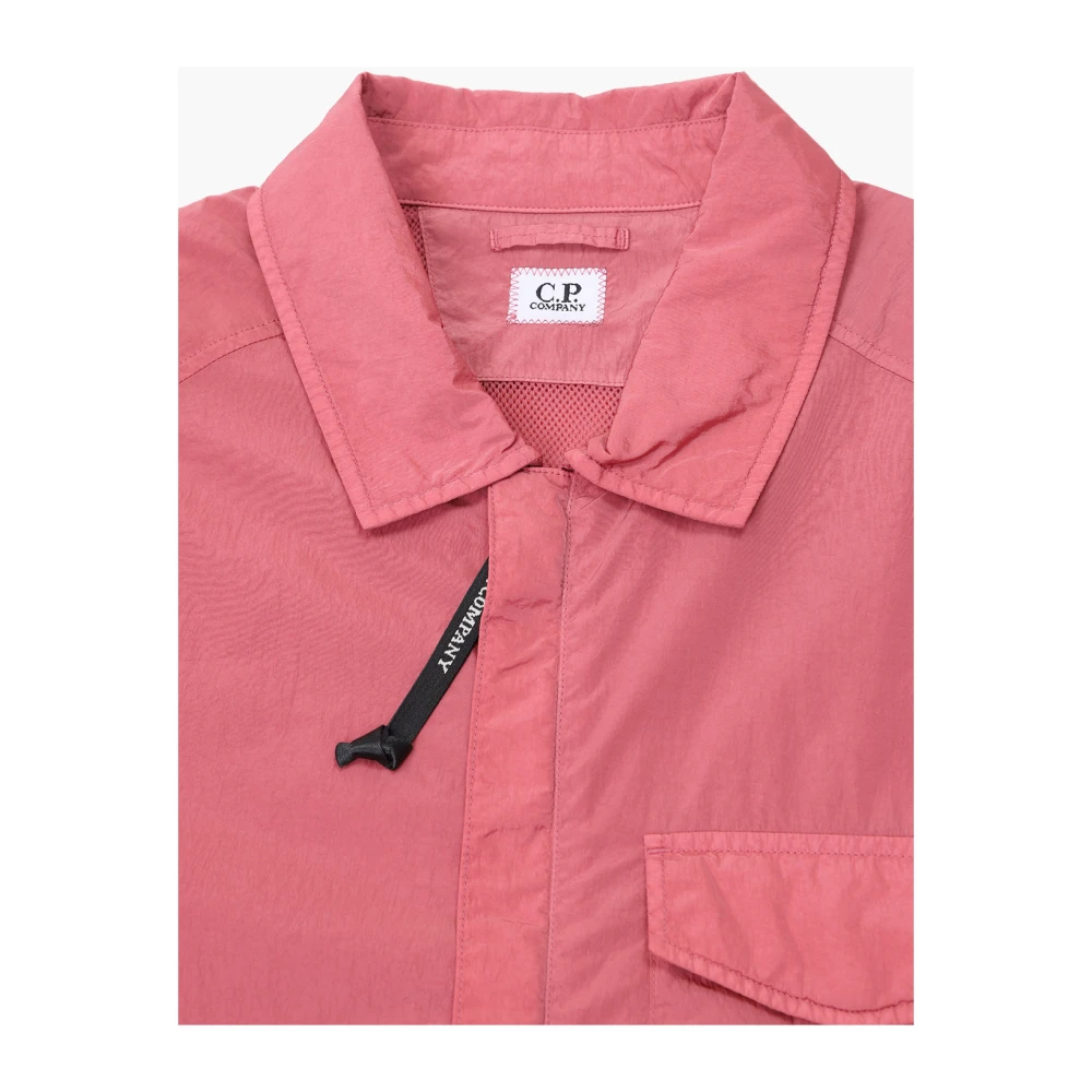 C.P. Company Rode Bud Chrome-R Nylon Rits Overshirt Pink Heren