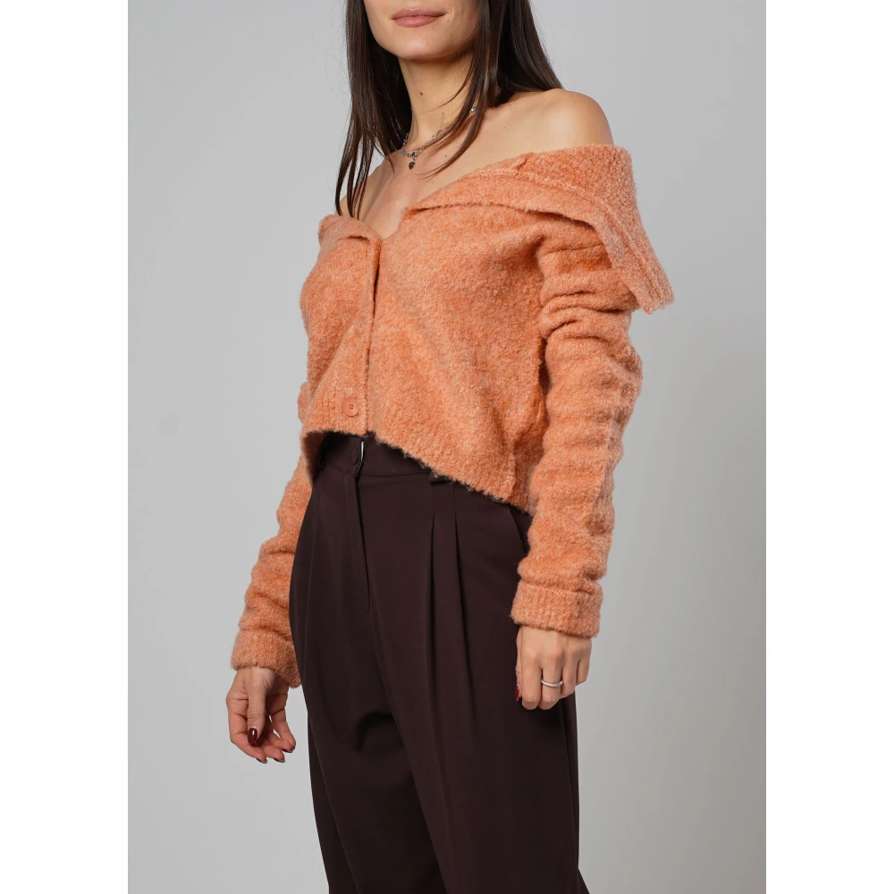 Isabelle Blanche Perzik Wol Vest Comfort Stijl Orange Dames