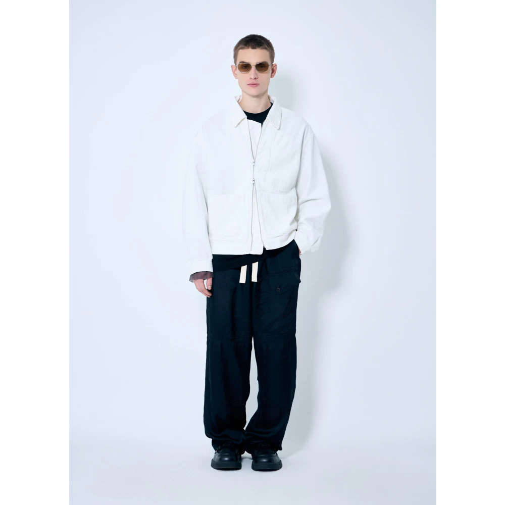 Dries Van Noten Klassieke Jas met Rits en Zakken White Heren
