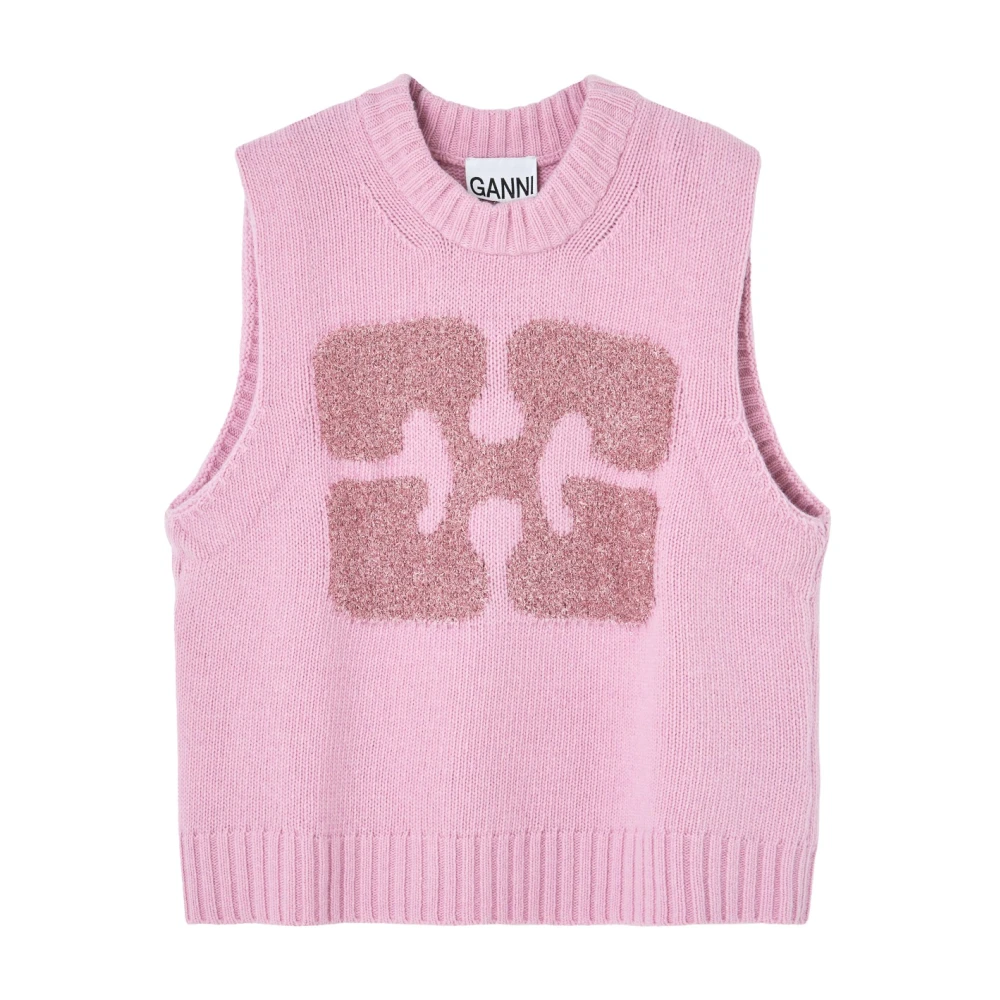 Ganni Roze Patroon Vest Sweaters Pink Dames