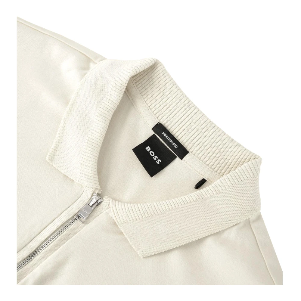 Hugo Boss Zip Polo Shirt Wit Melk White Heren