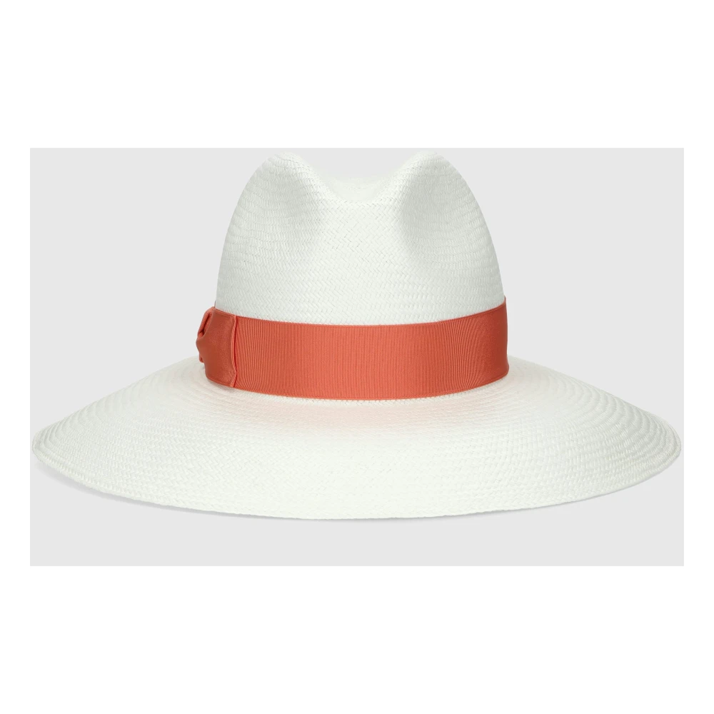 Borsalino Sophie Panama Fijne Brede Rand Hoed White Dames
