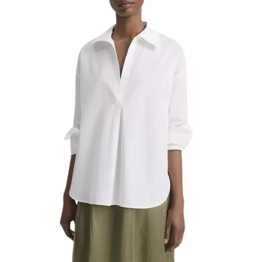 Vince Poplin Half Open Blouse White Dames