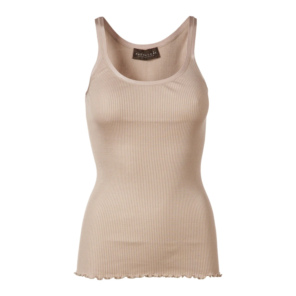Rosemunde Feminine Top met Zijden Rand Beige Dames