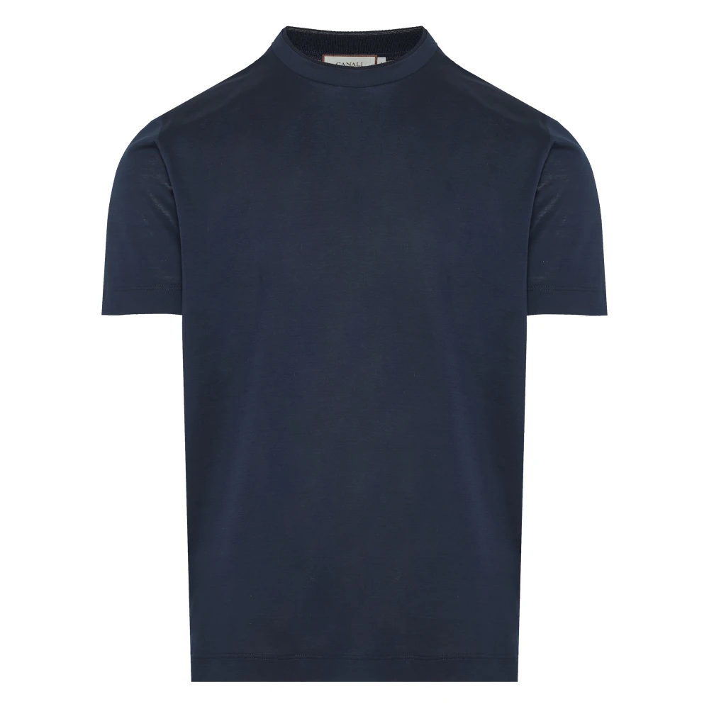 Canali Italiaans katoenen T-shirt Ontwerperscode Mj00002T0356 Blue Heren