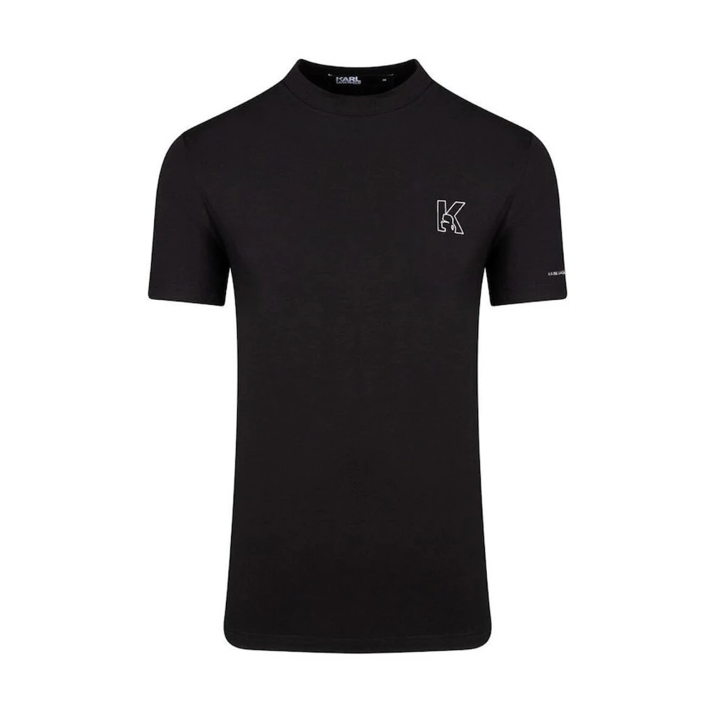 Karl Lagerfeld T-shirt met zilveren logodetails Black Heren