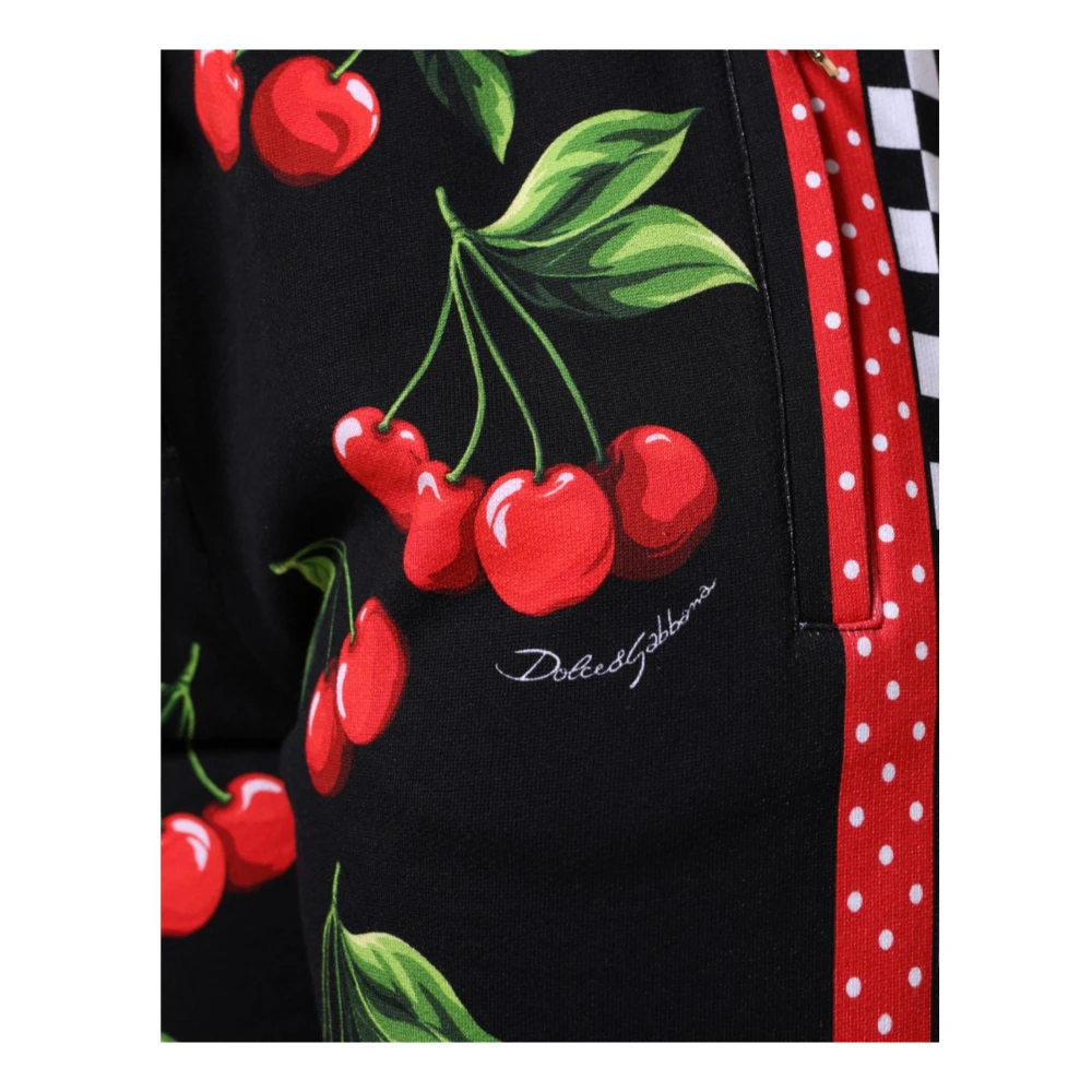 Dolce & Gabbana Kersenprint Joggerbroek Zwart Rood Multicolor Dames