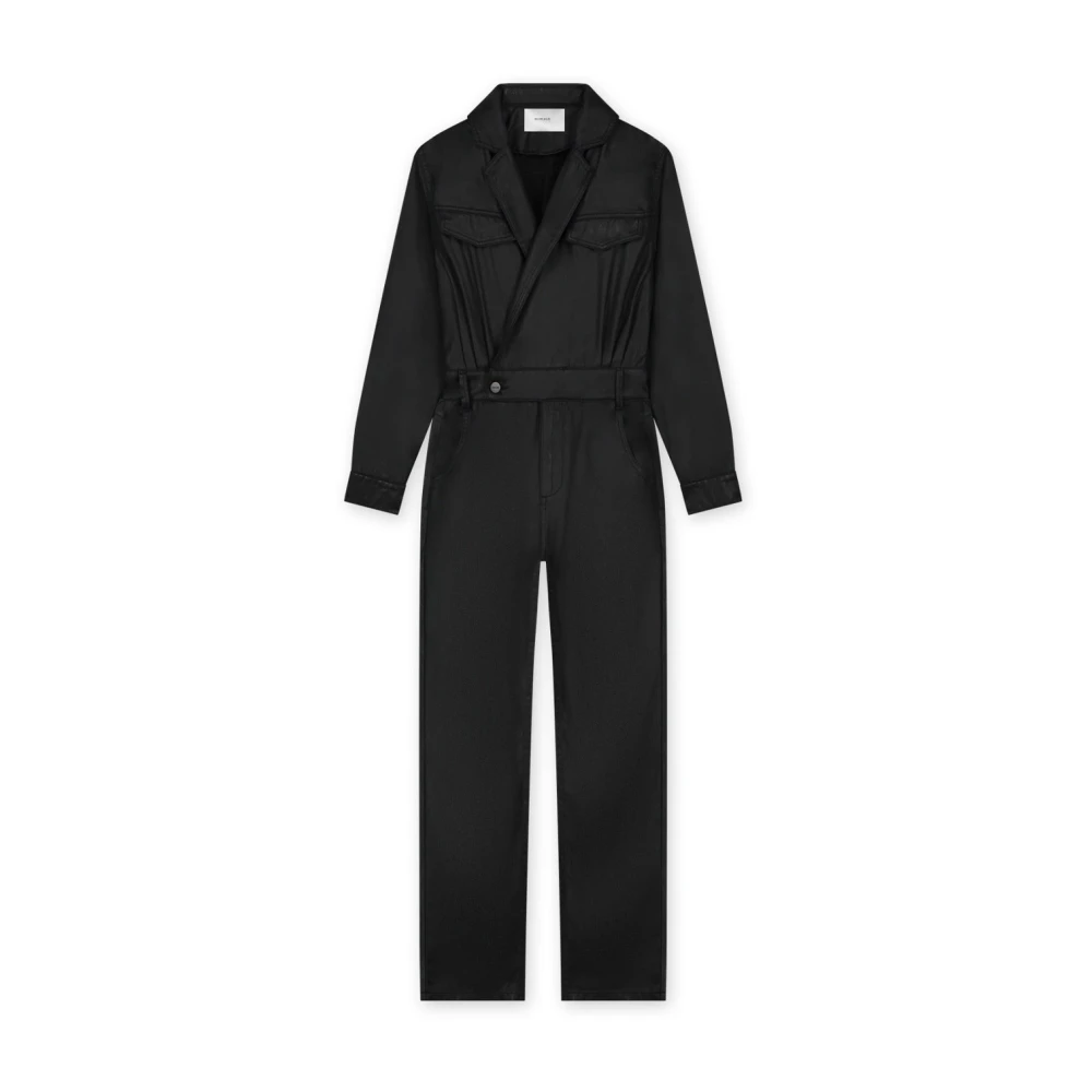 Homage Zwarte flowy coated jumpsuit met cross over stijl Black Dames