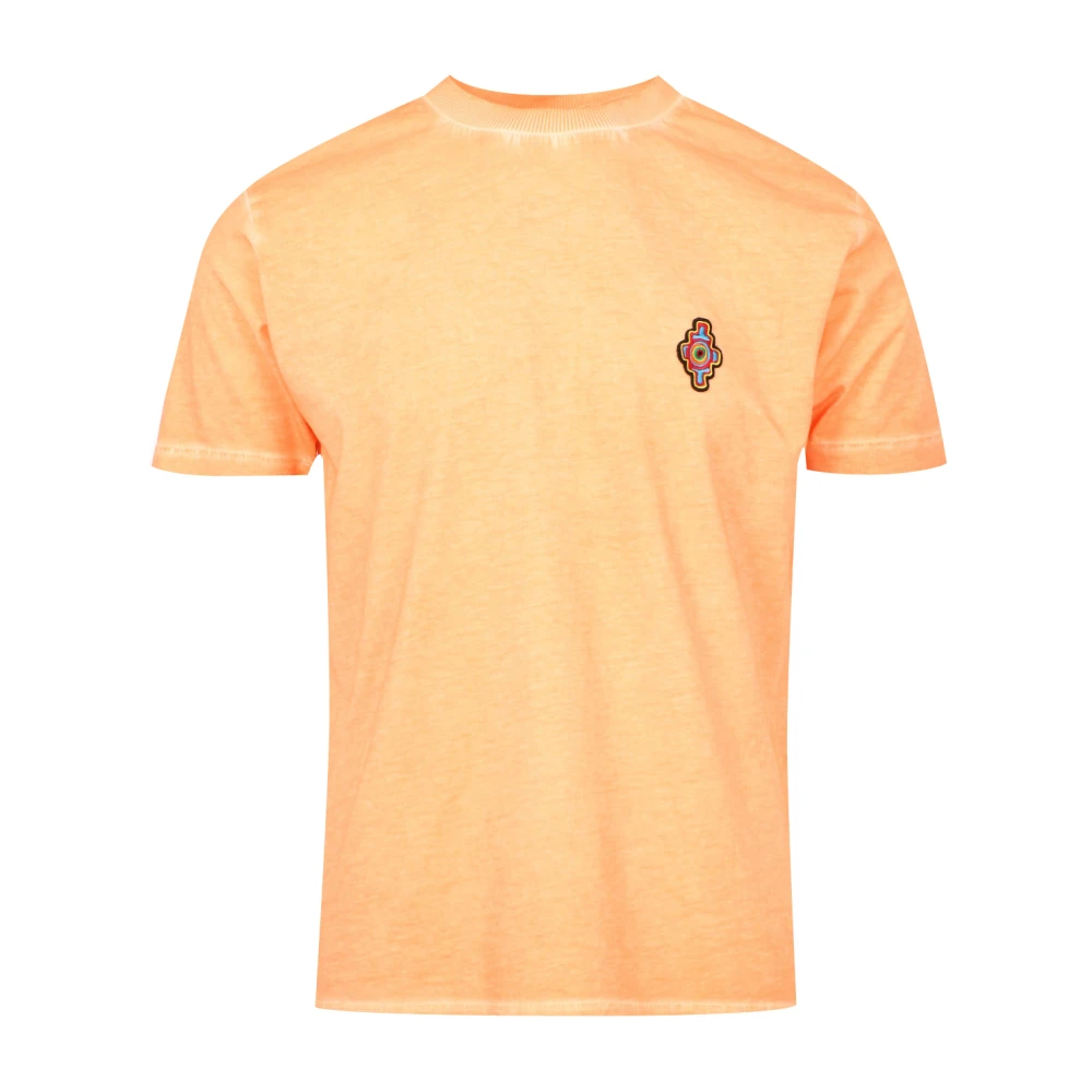 Marcelo Burlon Men's Orange T-Shirts, S, Multicolor Cross Embroidered T-Shirt