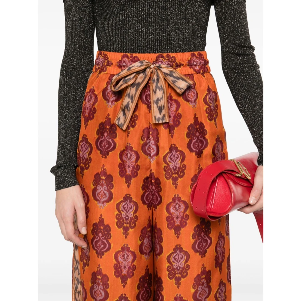 Zimmermann Ikat Print Wijde Broek Orange Dames