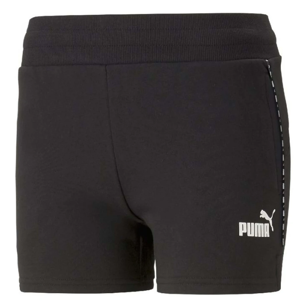 Puma tape linear logo korte broek zwart dames