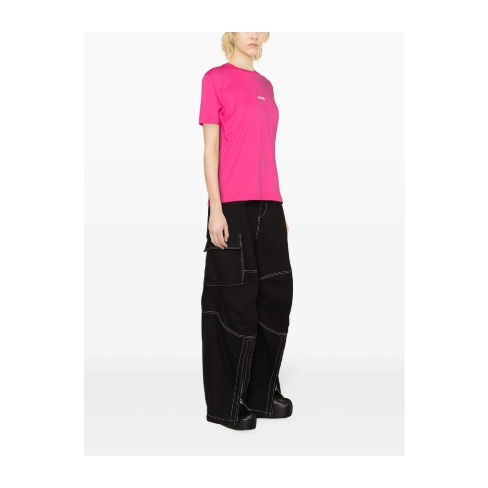 Msgm Roze & Paarse Katoenen T-Shirt Pink Dames