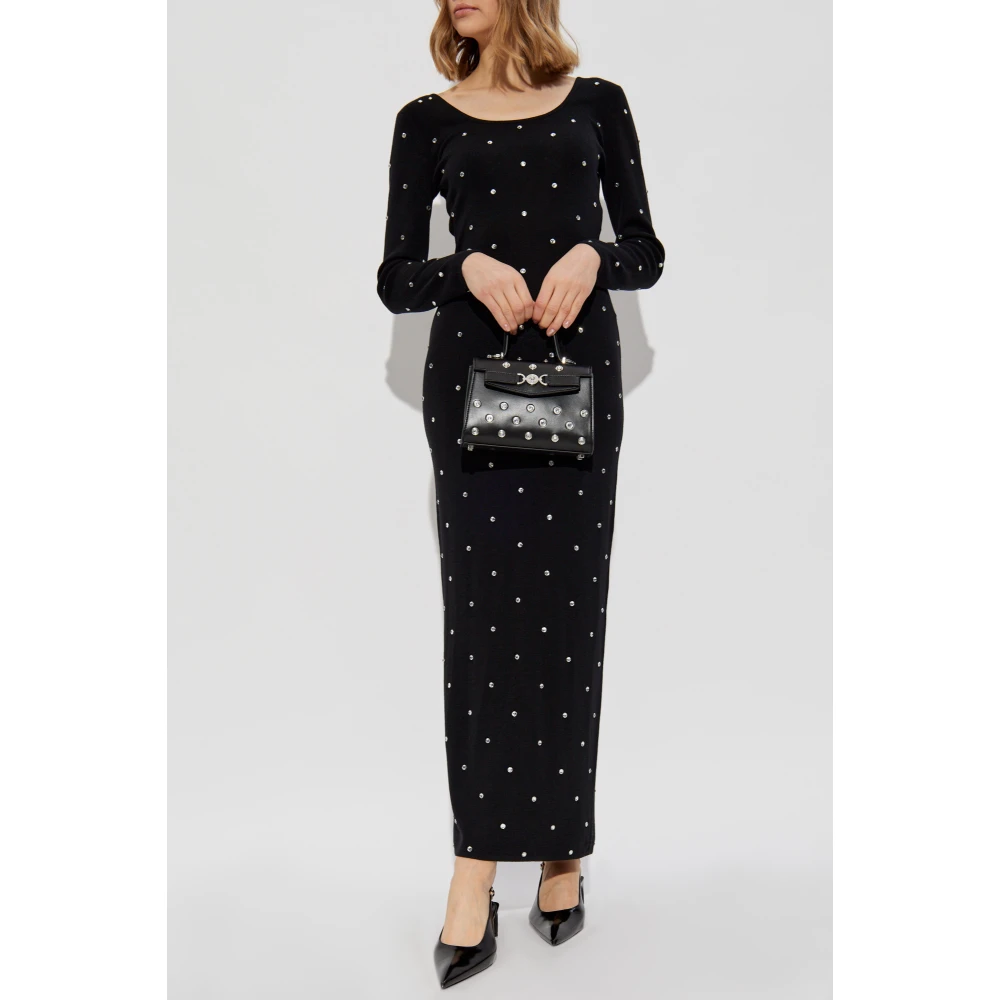 Versace Jurk met glinsterende applicaties Black Dames