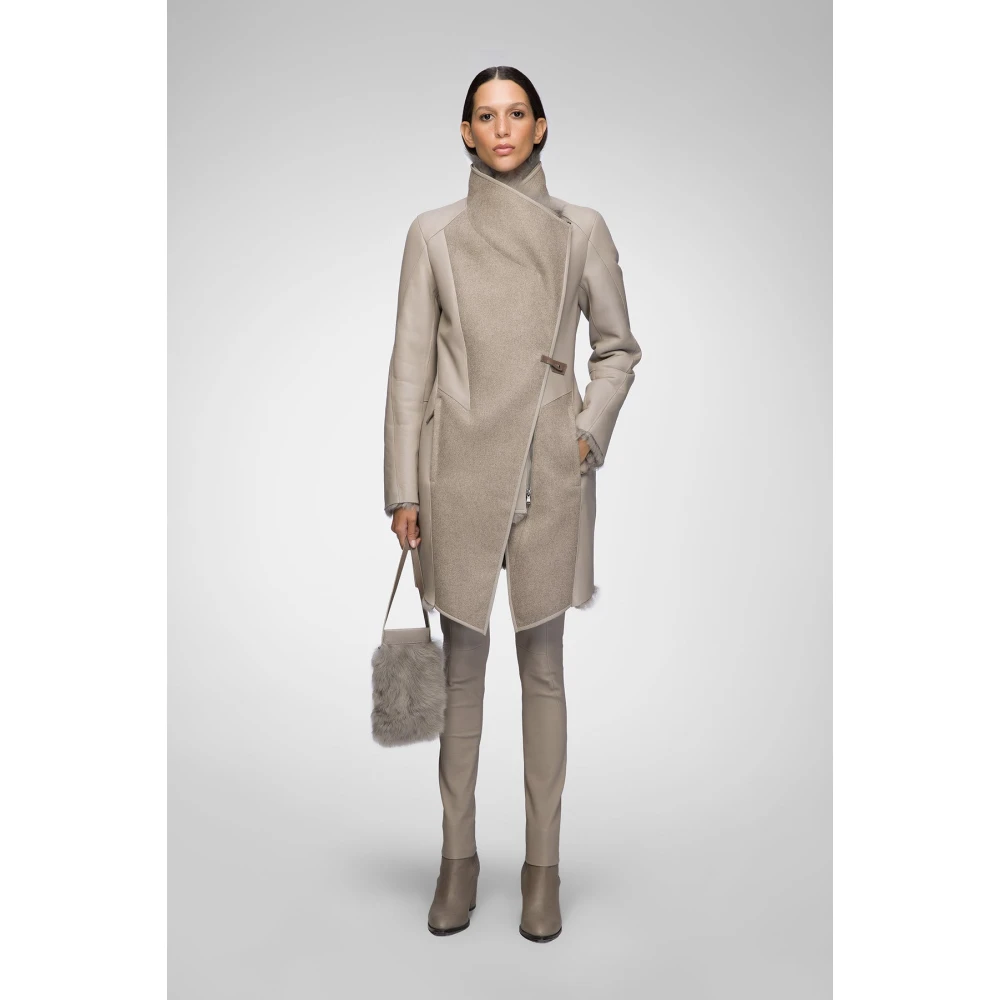 Vespucci by VSP Dione Niobe Shearling Coat Gray Dames